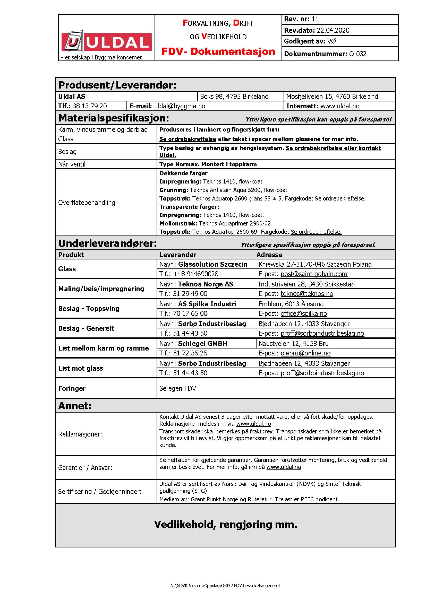 FDV 032 Beskrivelse generell