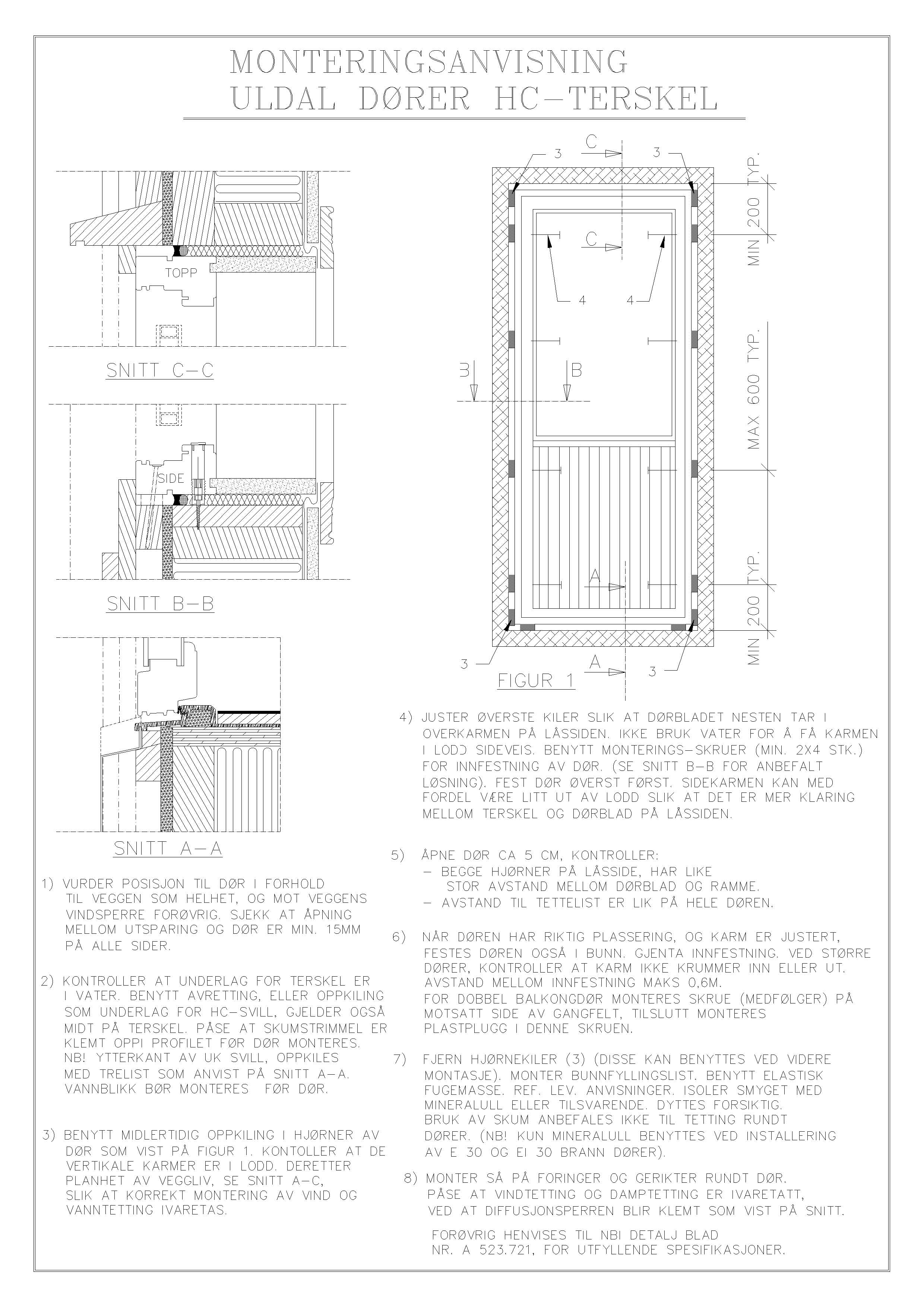 Monteringsanv. Dører med HC-terskel