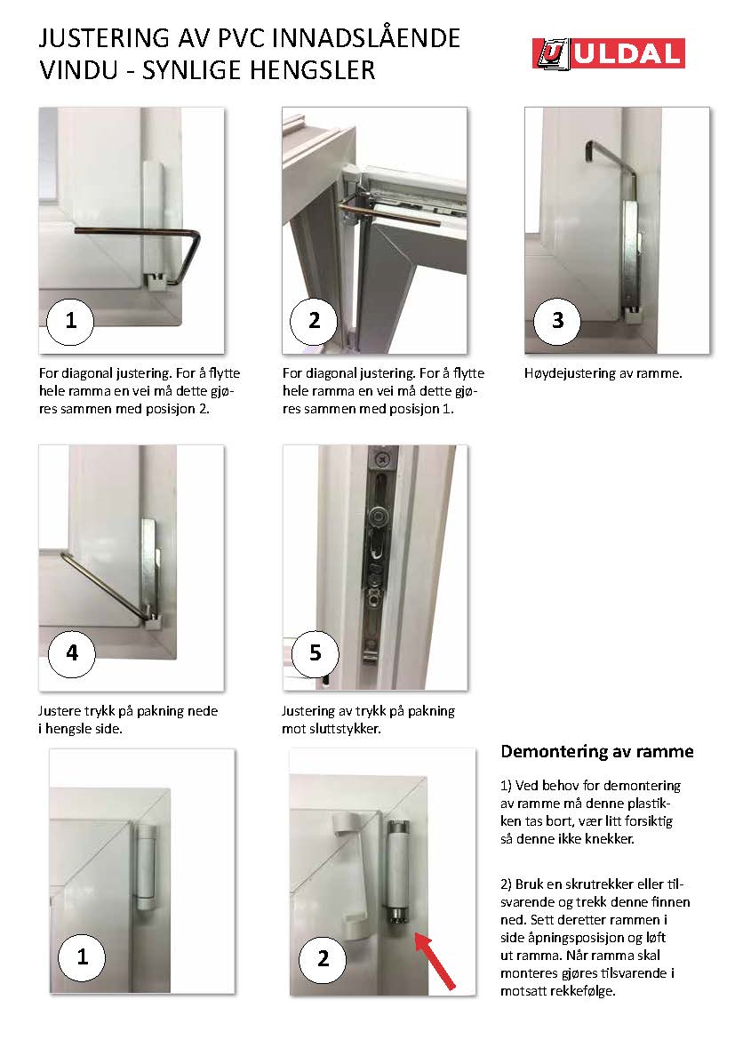 Justering av hengsler - PVC vinduer
